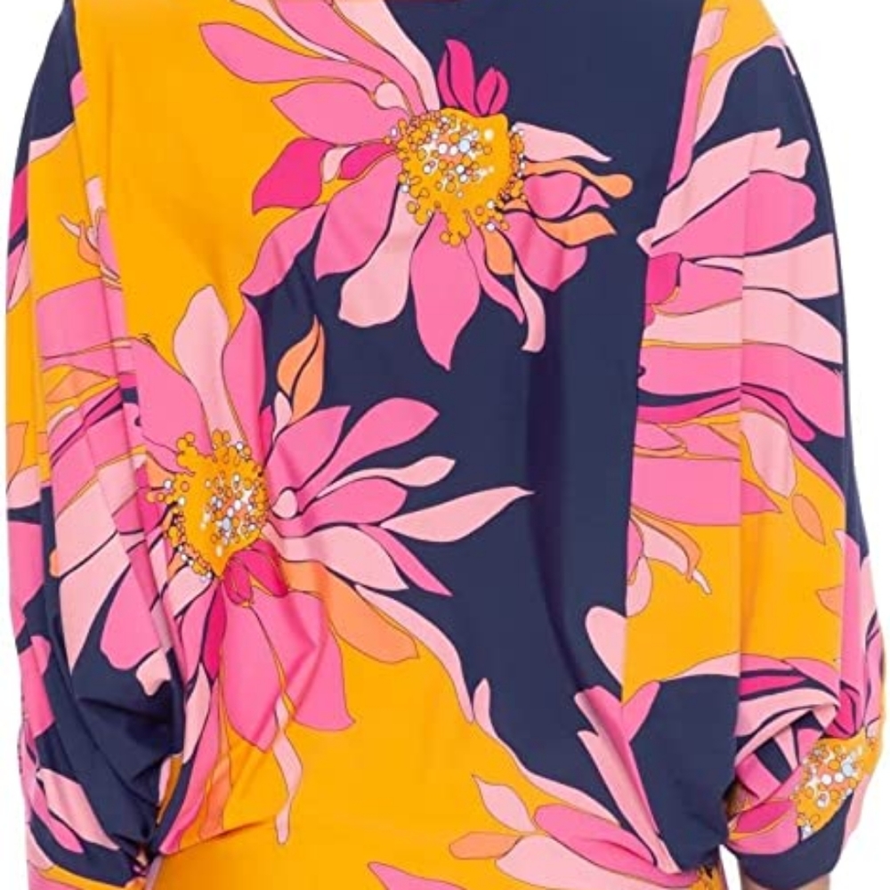 Trina Turk 'Breeze' Draped-Sleeve Tunic Swimsuit Cover-Up, Multicolor NWT - Picture 11 of 16